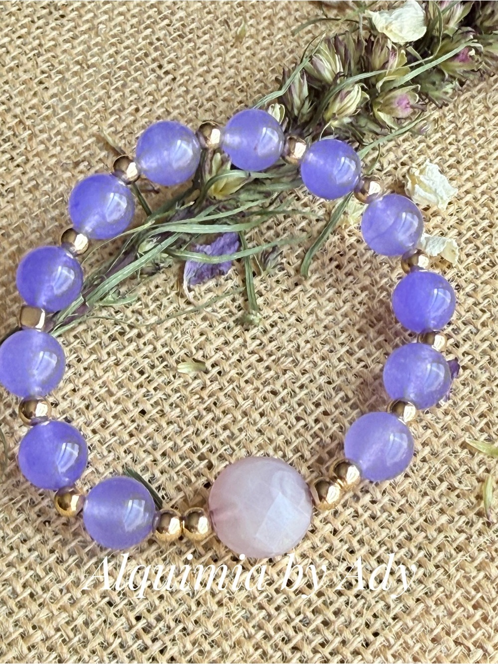 Fall Lavender jade  Beaded Stretch Bracelet